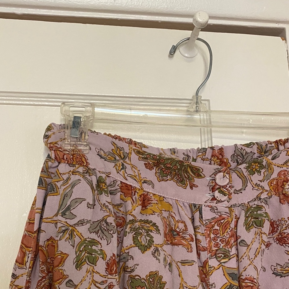 Floral Maxi Skirt in Mauve with Rust & Olive Botanical Print - Picture 4 of 7